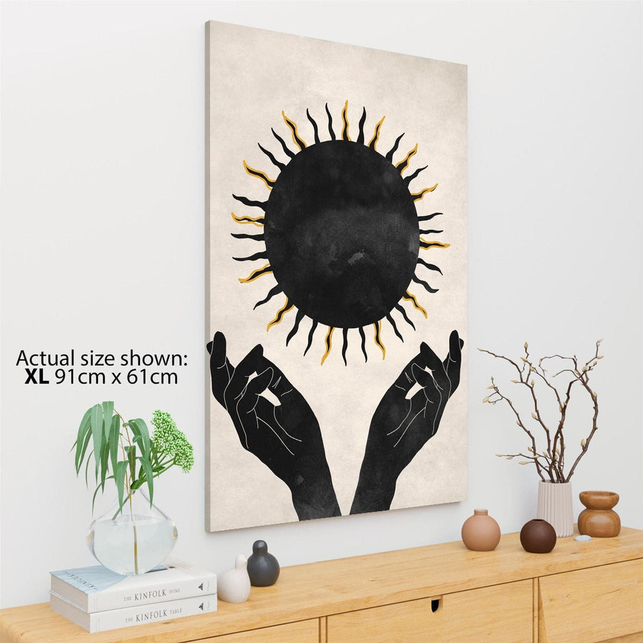 Black Cream Figurative Mustard Sun Canvas Art Pictures