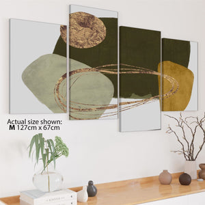 Abstract Sage Green Gold Painting Canvas Wall Art Picture