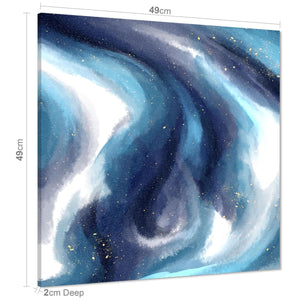 Abstract Blue White Watercolour Brushstrokes Canvas Art Pictures