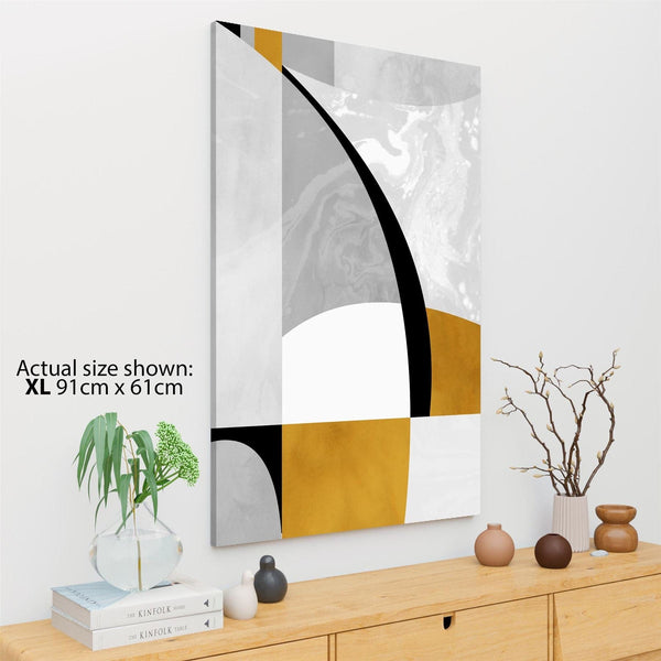 Abstract Mustard Yellow Grey Painting Canvas Art Pictures