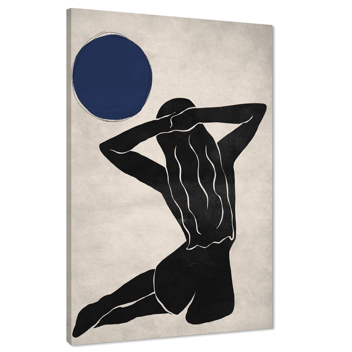 Blue Black Figurative Sun Goddess Canvas Art Prints - 1RP862M