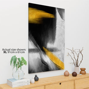 Abstract Black and White Mustard Yellow Painting Canvas Wall Art Print