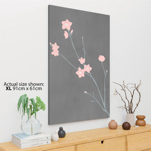 Pink Grey Cherry Blossom Floral Canvas Art Prints