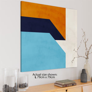 Abstract Blue Orange Triangles Canvas Wall Art Print