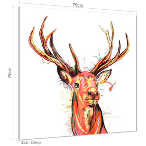 Stag Canvas Wall Art Print - Multi Coloured