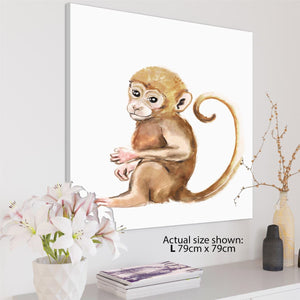 Baby Monkey Canvas Art Prints - Brown