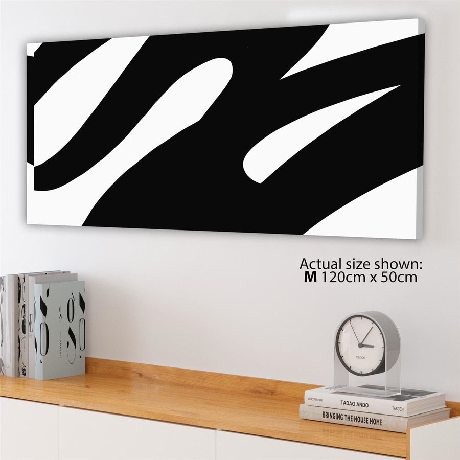 Abstract Black and White Swoosh Brushstrokes Canvas Art Prints