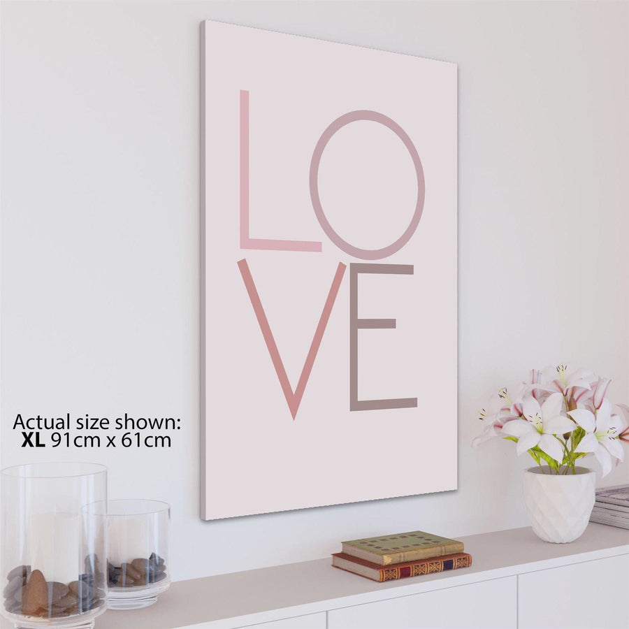 Love Quote Word Art - Typography Canvas Print Blush Pink