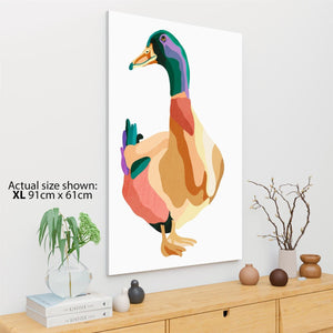 Duck Canvas Wall Art Picture - Multi Coloured