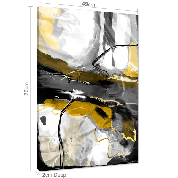 Abstract Mustard Grey Illustration Framed Art Pictures