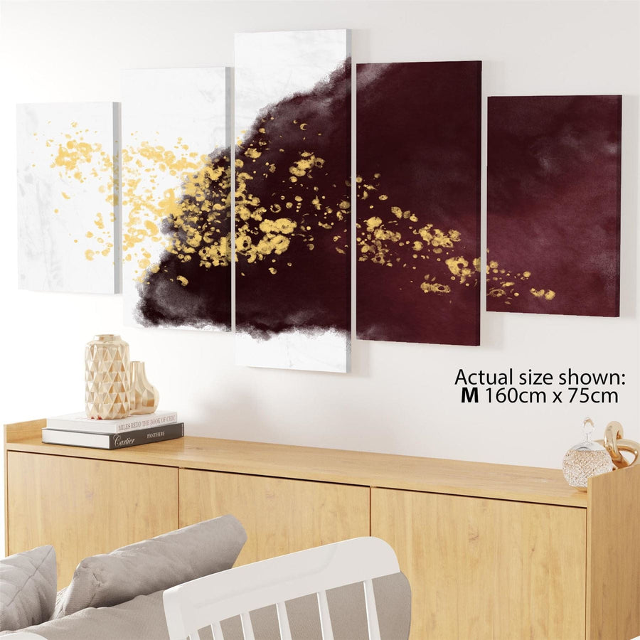 Abstract Red Gold Watercolour Canvas Art Pictures