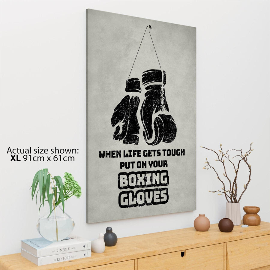 Boxing Gloves Canvas Art Pictures Black Grey