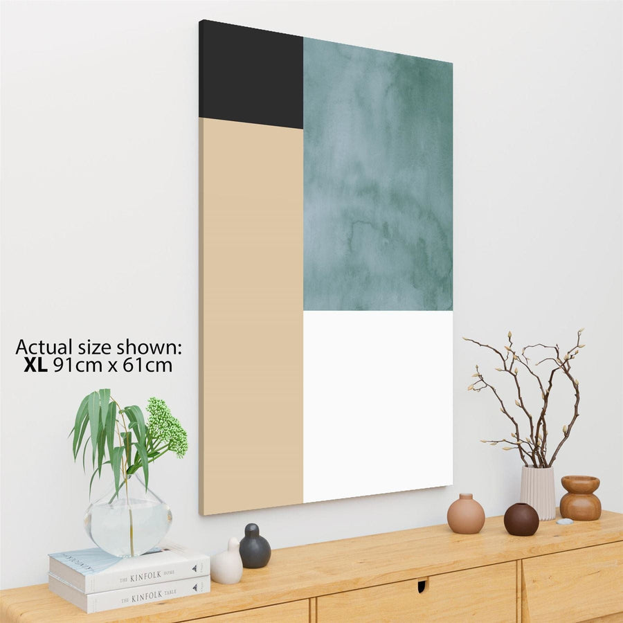 Abstract Teal Natural Painting Canvas Wall Art Print