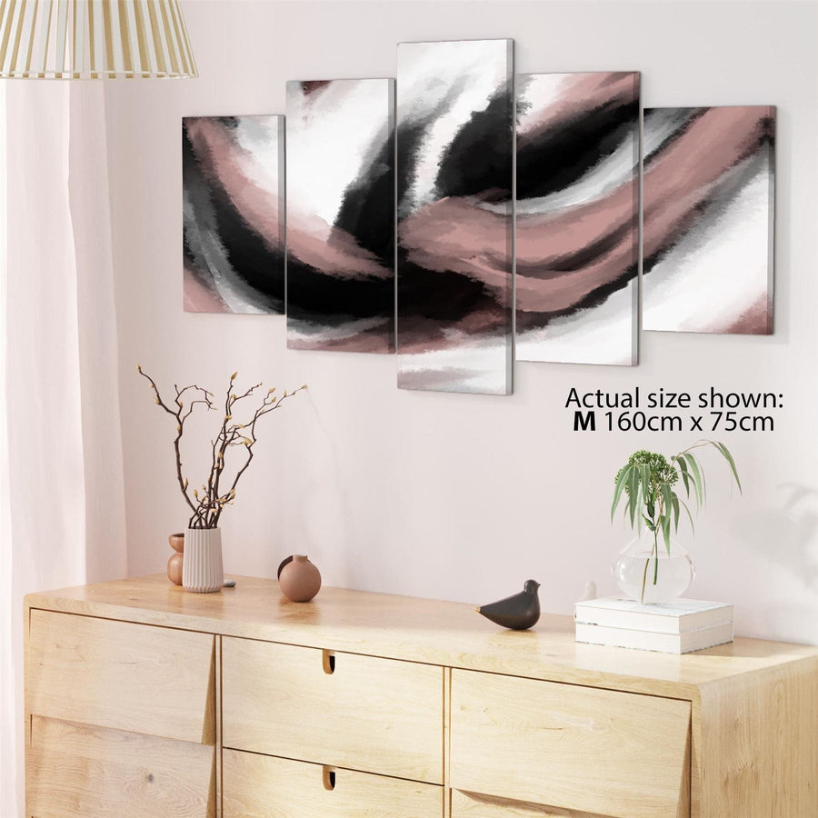 Abstract Black and White Pink Watercolour Brushstrokes Canvas Art Prints