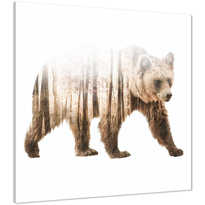 Grizzly Bear Canvas Wall Art Picture - Brown - 1s923S