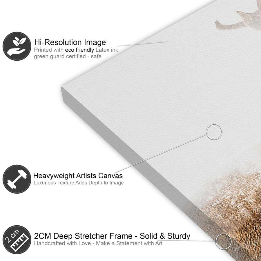 Stag Canvas Wall Art Picture - Brown