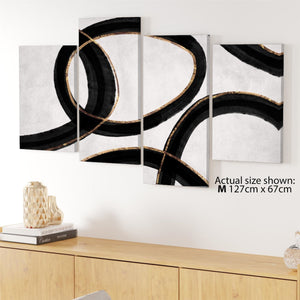Abstract Black and White Gold Design Framed Art Pictures