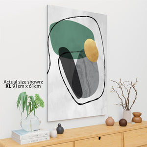 Abstract Green Grey Stones Design Canvas Wall Art Picture