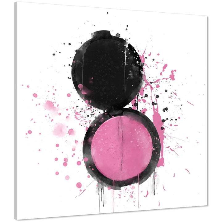 Black and White Pink Fashion Canvas Wall Art Print Make-up Compact - 1s1452S