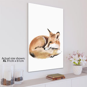 Fox Canvas Wall Art Print - Brown