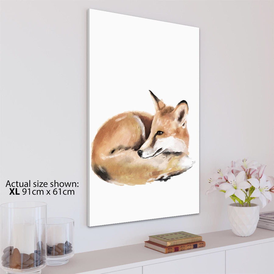 Fox Canvas Wall Art Print - Brown