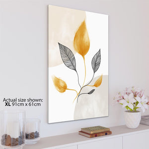 Yellow Black Leaves Drawing Floral Canvas Art Pictures