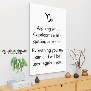 Capricorn Quote Framed Wall Art Print  Black and White