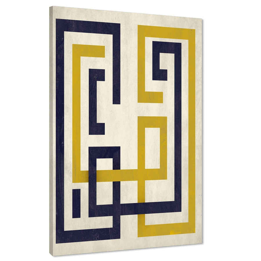 Abstract Mustard Navy Painting Canvas Art Prints