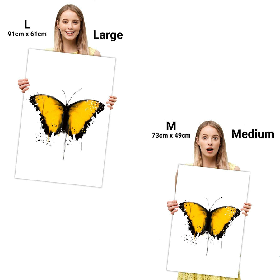 Butterfly Canvas Wall Art Print - Yellow Black