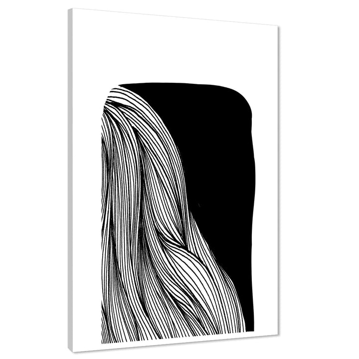 Abstract Black and White Line Art Canvas Wall Art Print - 1RP1096M