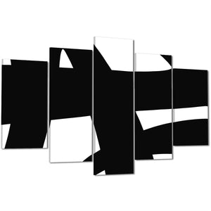 Abstract Black and White Bold Brushstrokes Canvas Wall Art Picture