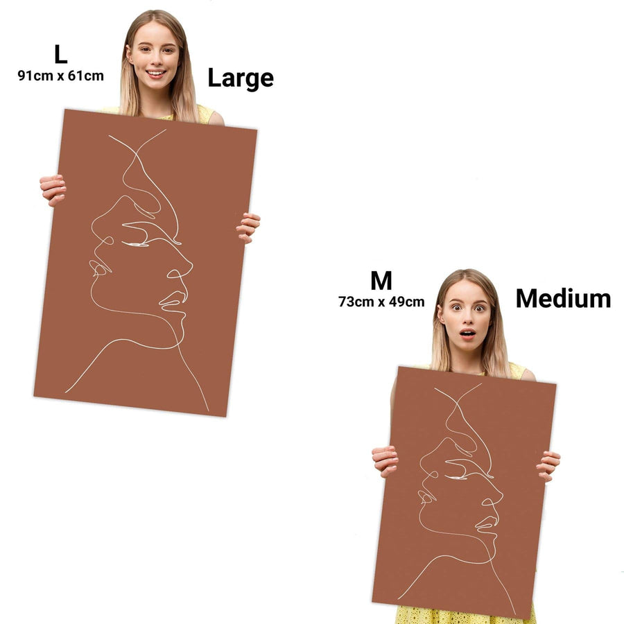 Terracotta Figurative Faces Entwined Canvas Art Prints