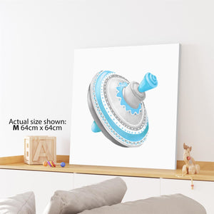 Spinning Top Childrens - Nursery Canvas Art Pictures Teal Grey