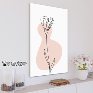 Pink Black Floral Line Drawing Floral Canvas Art Pictures