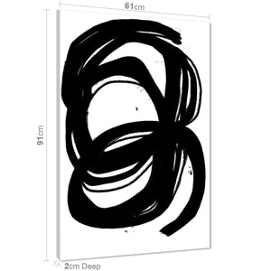 Abstract Black and White Scrolls Brushstrokes Painting Canvas Wall Art Print