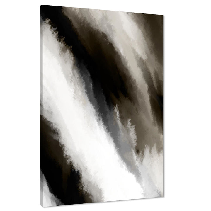 Abstract Beige Grey Oil Paint Effect Canvas Wall Art Print - 11467