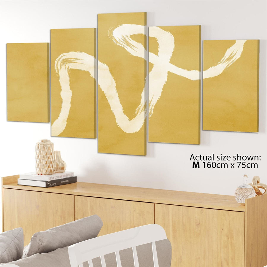 Abstract Mustard Yellow Artwork Canvas Wall Art Picture