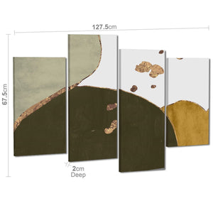 Abstract Olive Green Orange Gold Graphic Canvas Art Pictures