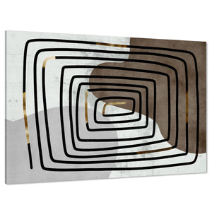 Abstract Brown Grey Spiral Graphic Canvas Wall Art Picture