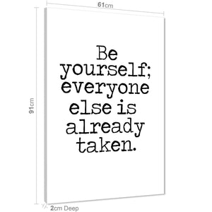 Be Yourself Quote Word Art - Typography Canvas Print Black and White