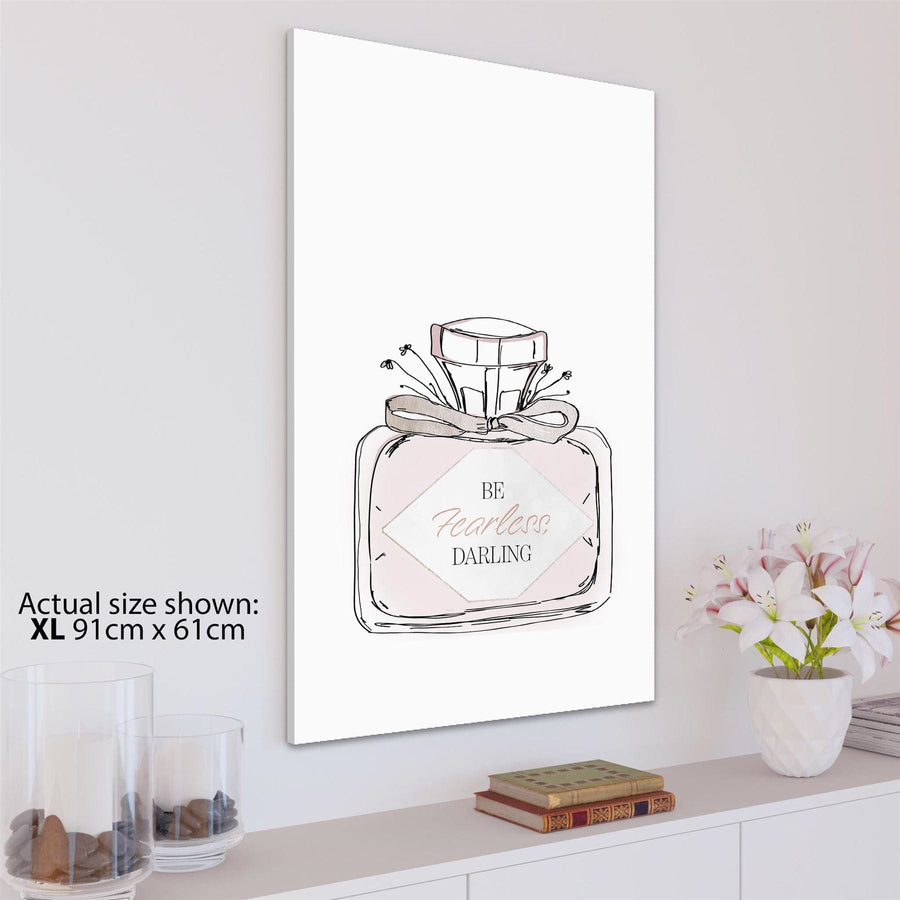 Shabby Chic Perfume Bottle with Bow Canvas Art Pictures Pale Pink