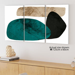 Abstract Brown Teal Watercolour Canvas Wall Art Picture