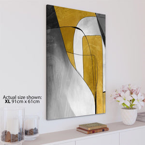 Abstract Mustard Yellow Grey Design Canvas Wall Art Print