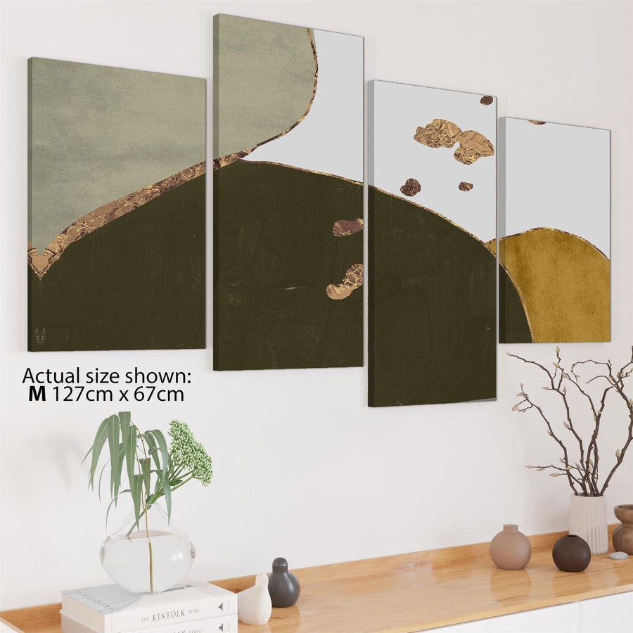 Abstract Olive Green Orange Gold Graphic Canvas Art Pictures