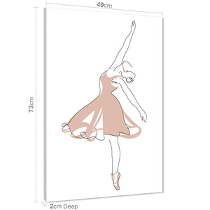 Pink White Figurative Ballet Dancer Canvas Art Prints