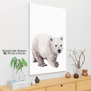Baby Polar Bear Canvas Art Prints - Black and White Blush Pink