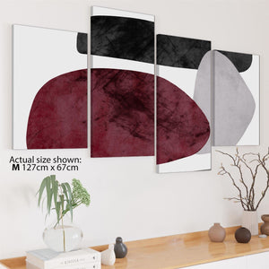 Abstract Dark Red Grey Black Watercolour Canvas Art Prints