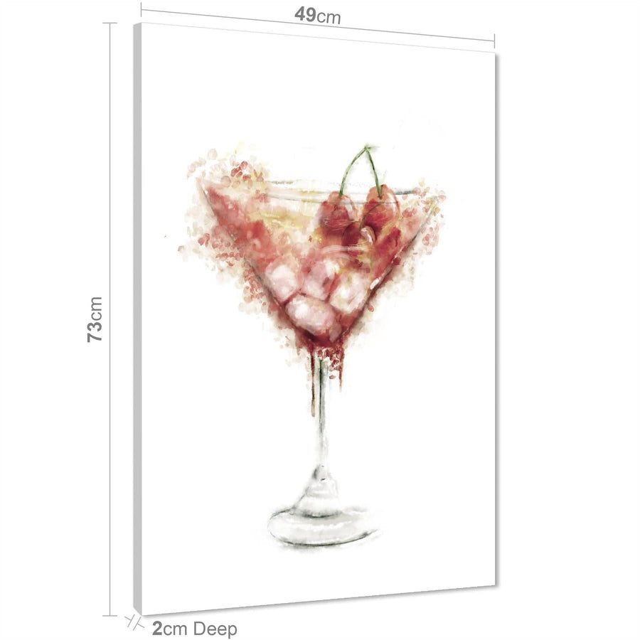 Kitchen Canvas Art Pictures Cocktail Red Grey