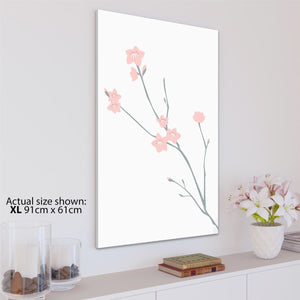 Pink Grey Blossom Floral Canvas Wall Art Print