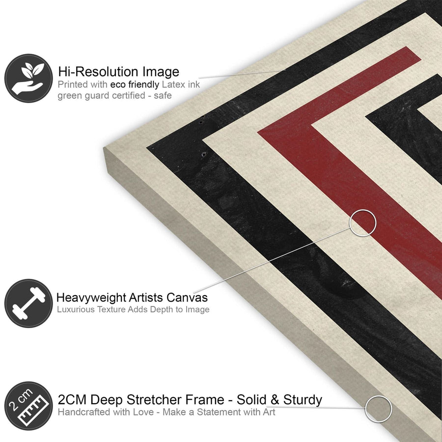 Abstract Red Black & White Graphic Canvas Art Pictures